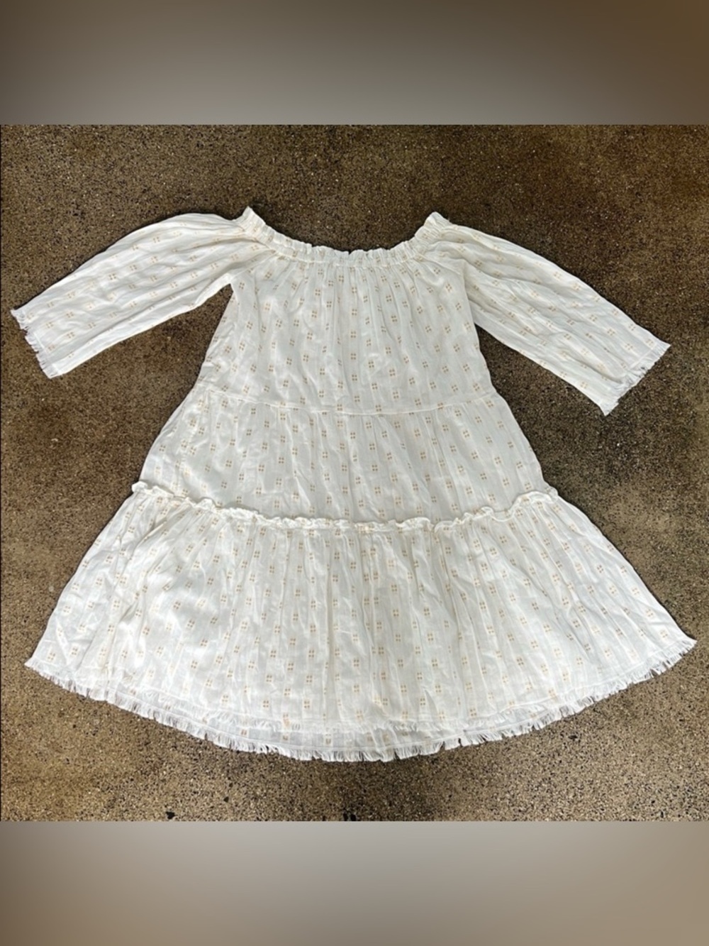 Vineyard Vines Off-The-Shoulder Tiered Ruffle Tunic Dress in white with …